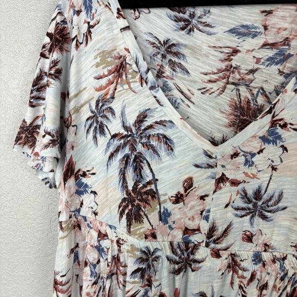 Torrid Womes Dress Maxi Cotton Slub Babydoll Beach Tropical Floral Palm 1X - Picture 5 of 5
